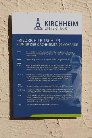 Tafel zu Friedrich Tritschler am Kirchheimer Archiv